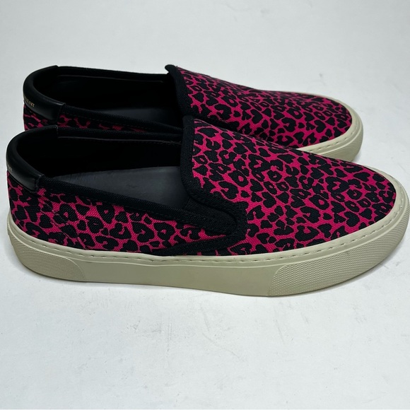 Saint Laurent Venice Fuchsia Pink & Black Leopard Slip-On Shoes Size 38.5 (8.5) - Picture 5 of 15